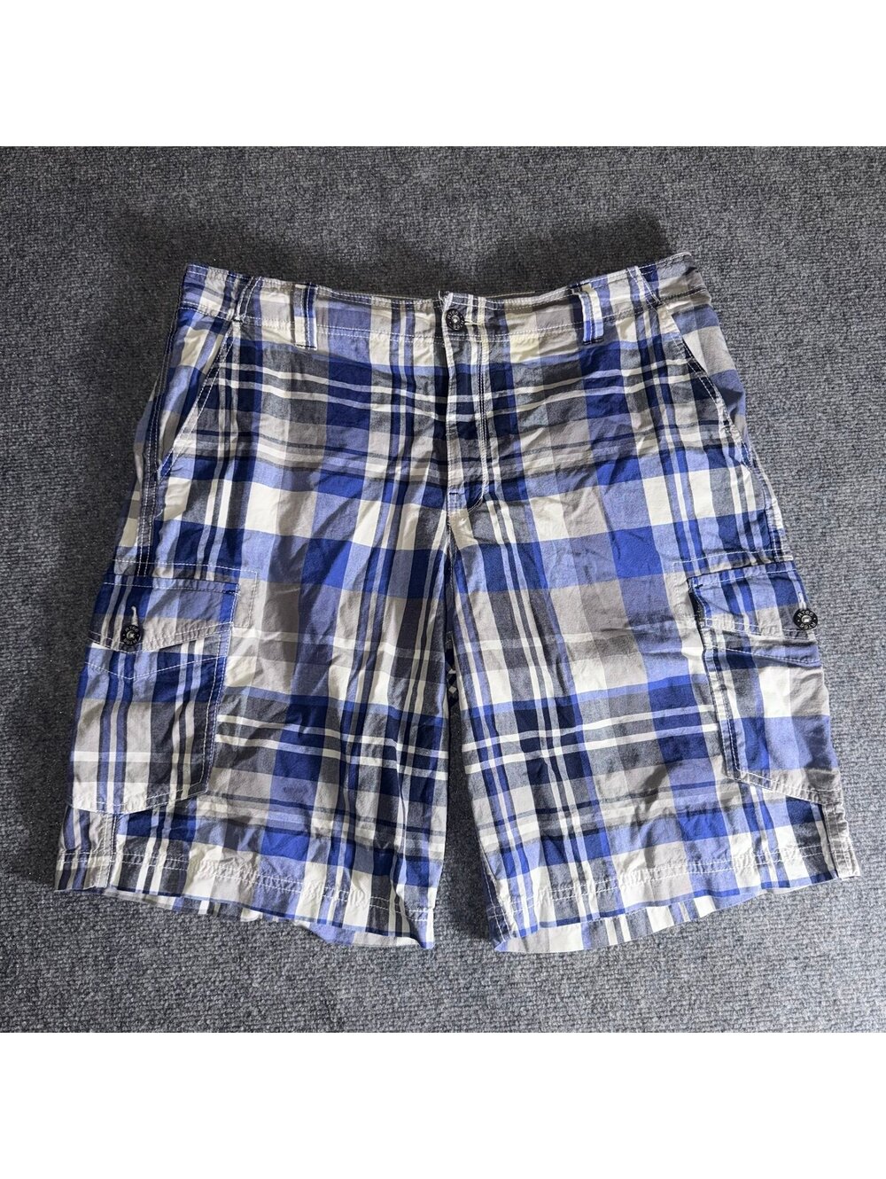 Route 66 Colorful Baggy Plaid Cargo Shorts Mens 2XL Vtg y2k 90s Rare